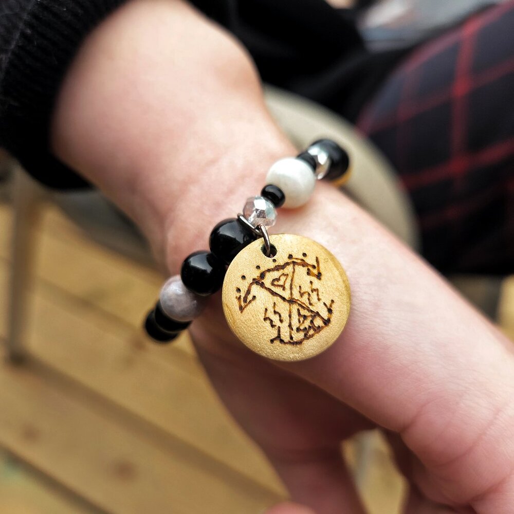 Wooden Charm With Wood-Burned Sigil Art